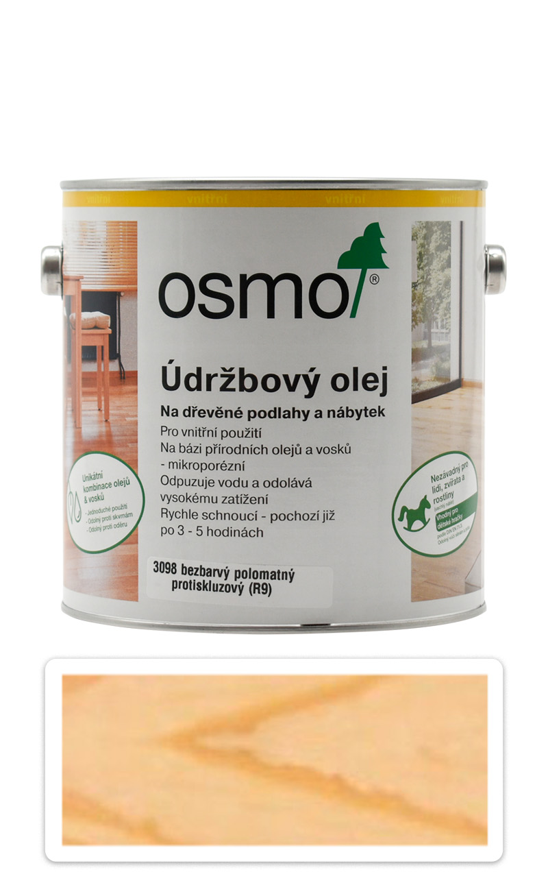 OSMO Údržbový olej na podlahy 2.5 l Bezbarvý polomatný protiskluzový 3098 OSMO