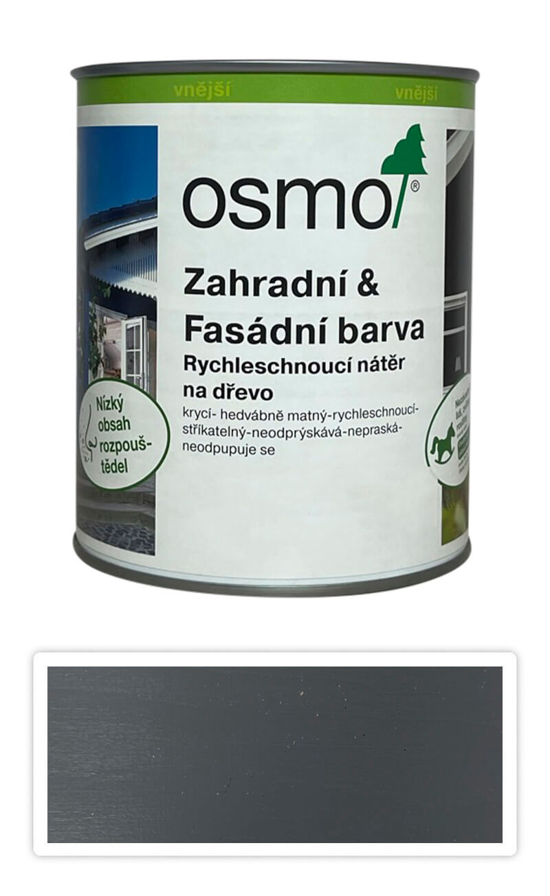 OSMO Zahradní a fasádní barva na dřevo 0.75 l Dopravní šedá A 7542 OSMO