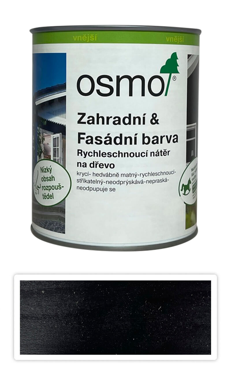 OSMO Zahradní a fasádní barva na dřevo 0.75 l Hluboce černá 7505 OSMO