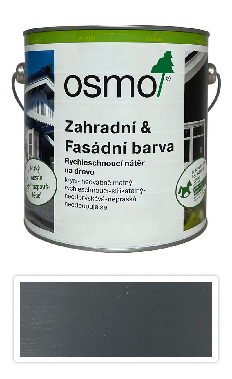 OSMO Zahradní a fasádní barva na dřevo 2.5 l Dopravní šedá A 7542 OSMO