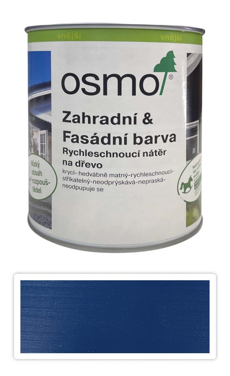 OSMO Zahradní a fasádní barva na dřevo 0.75 l Modrá Capri 7519 OSMO