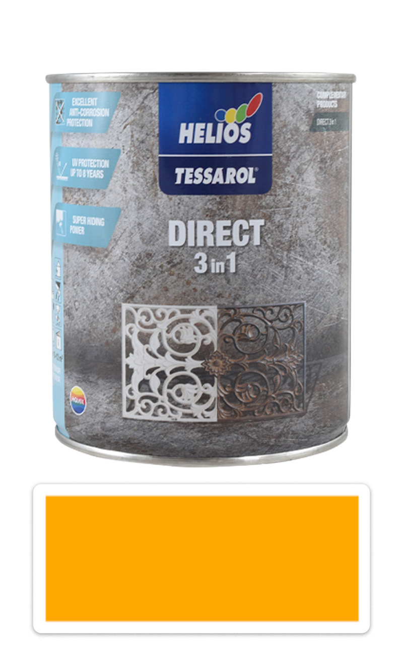 TESSAROL Direct 3in1 - antikorozní barva na kov 0.75 l Žlutá RAL 1003 HELIOS