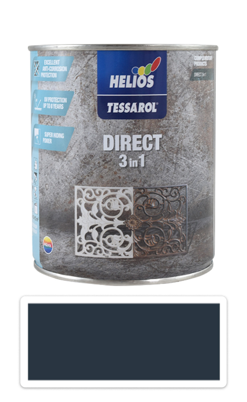 TESSAROL Direct 3in1 - antikorozní barva na kov 0.75 l Antracitově šedá RAL 7016 HELIOS