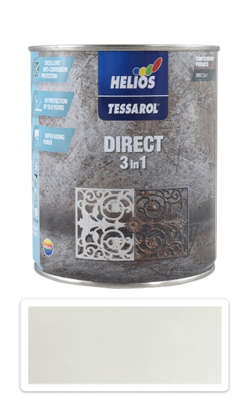 TESSAROL Direct 3in1 - antikorozní barva na kov 0.75 l Bílá HELIOS