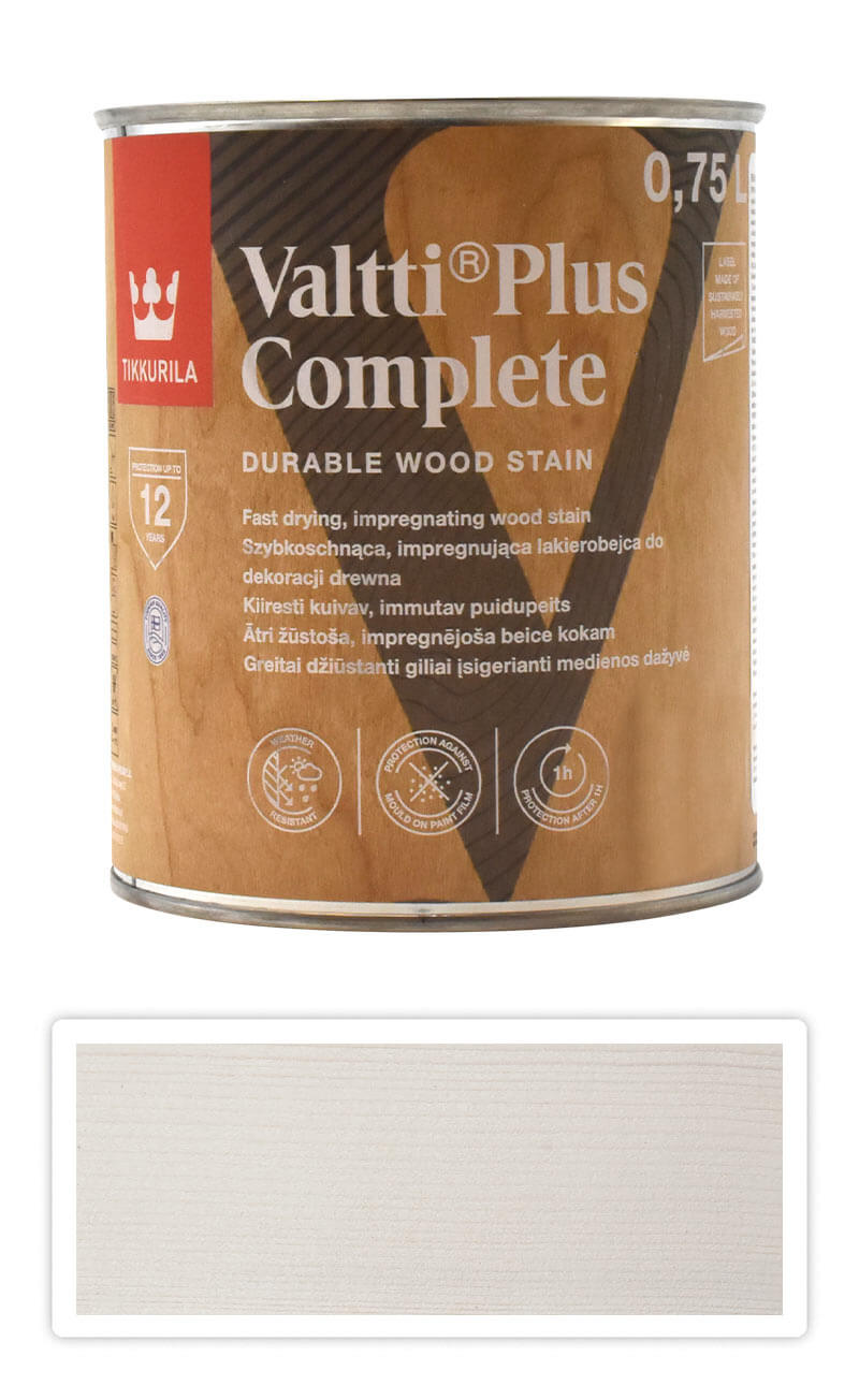 TIKKURILA Valtti Plus Complete - matná tenkovrstvá lazura 0.75 l Bílá TIKKURILA