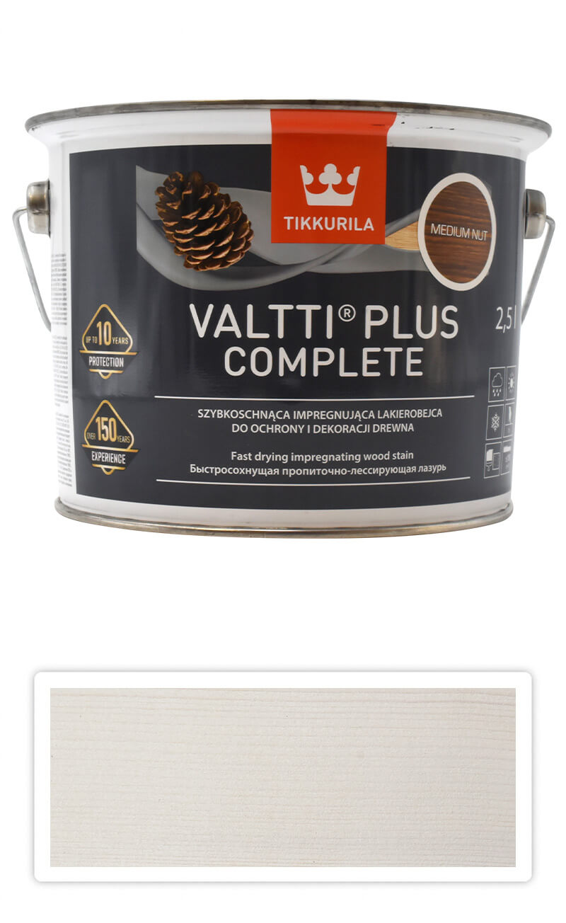 TIKKURILA Valtti Plus Complete - matná tenkovrstvá lazura 2.5 l Bílá TIKKURILA