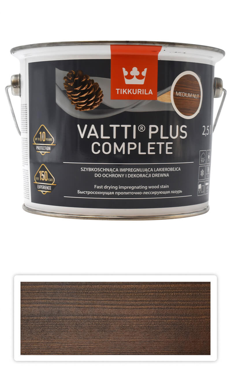 TIKKURILA Valtti Plus Complete - matná tenkovrstvá lazura 2.5 l Ořech TIKKURILA