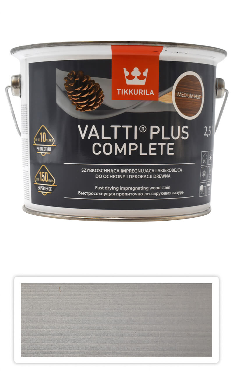 TIKKURILA Valtti Plus Complete - matná tenkovrstvá lazura 2.5 l Šedá TIKKURILA