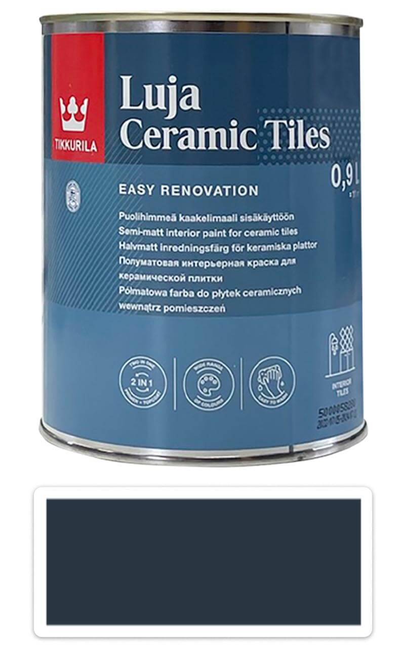 TIKKURILA Luja Ceramic Tiles - barva na keramické obklady 0.9 l Antracitově šedá RAL 7016 TIKKURILA