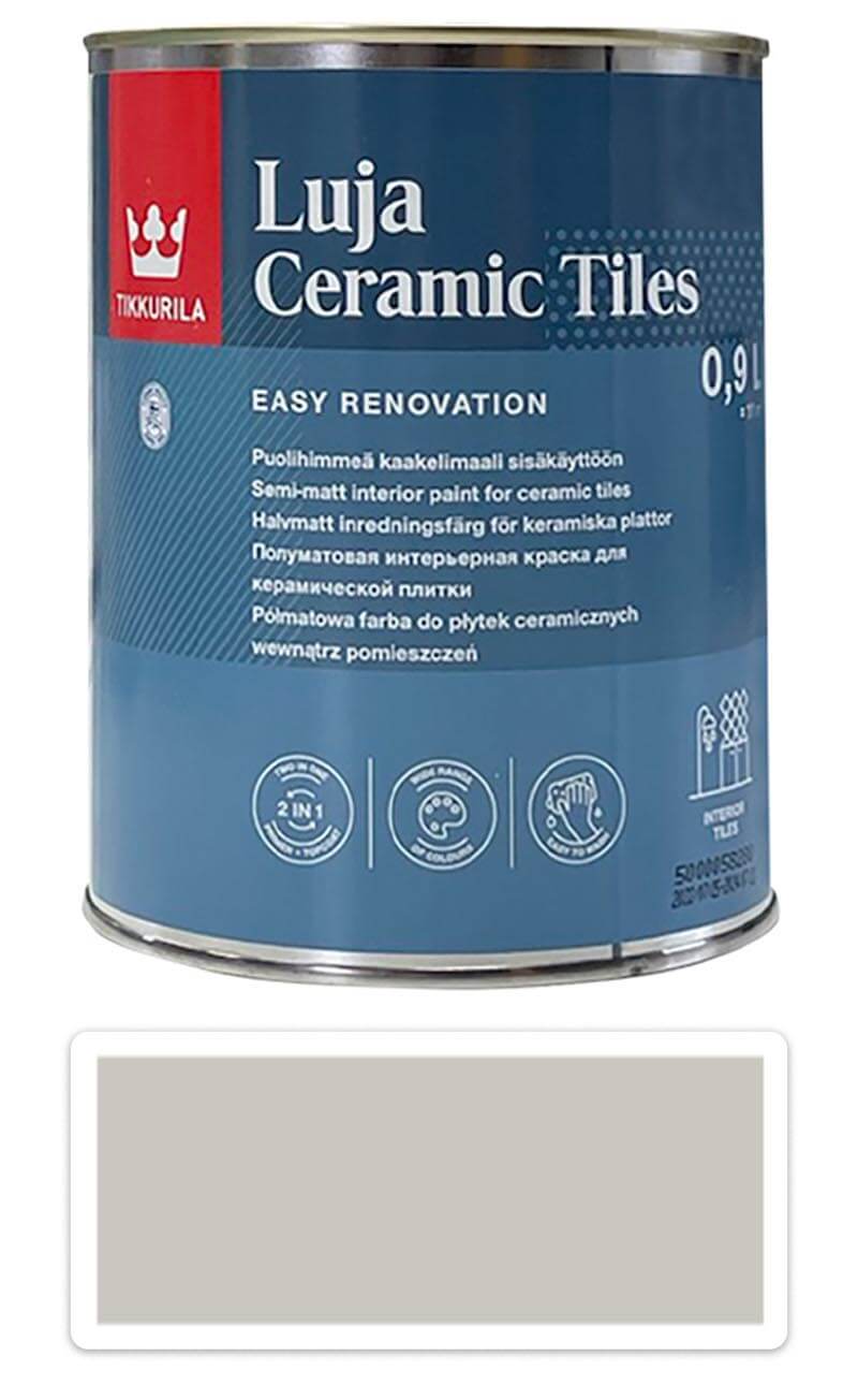 TIKKURILA Luja Ceramic Tiles - barva na keramické obklady 0.9 l Seidengrau / Hedvábná šedá RAL 7044 TIKKURILA