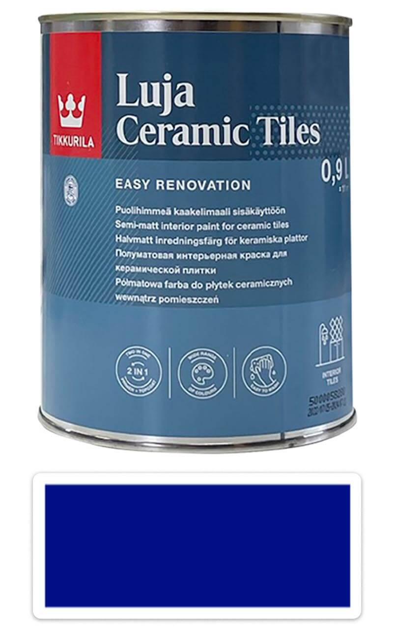 TIKKURILA Luja Ceramic Tiles - barva na keramické obklady 0.9 l Ultramarínová RAL 5002 TIKKURILA