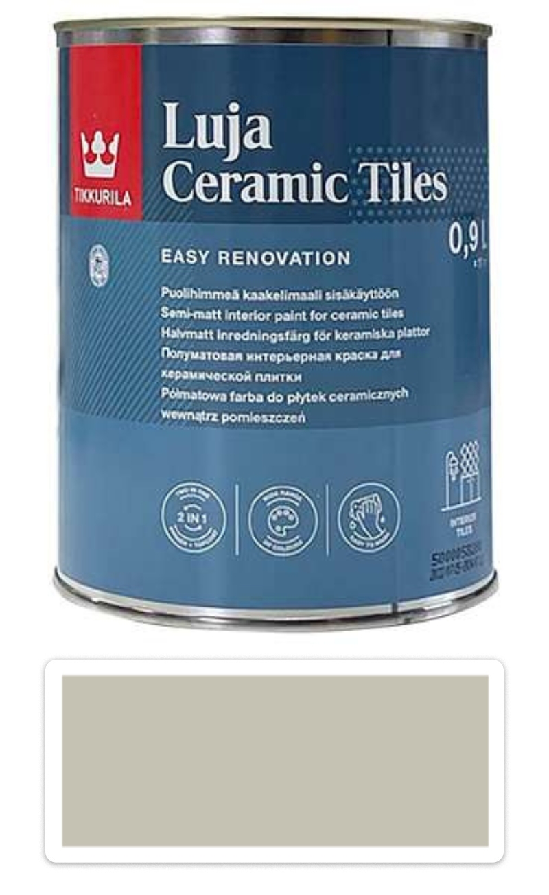 TIKKURILA Luja Ceramic Tiles - barva na keramické obklady 0.9 l Kieselgrau / Štěrková šedá RAL 7032 TIKKURILA