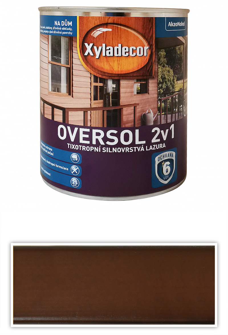 XYLADECOR Oversol 2v1 - tixotropní silnovrstvá lazura na dřevo 0.75 l Lískový ořech XYLADECOR