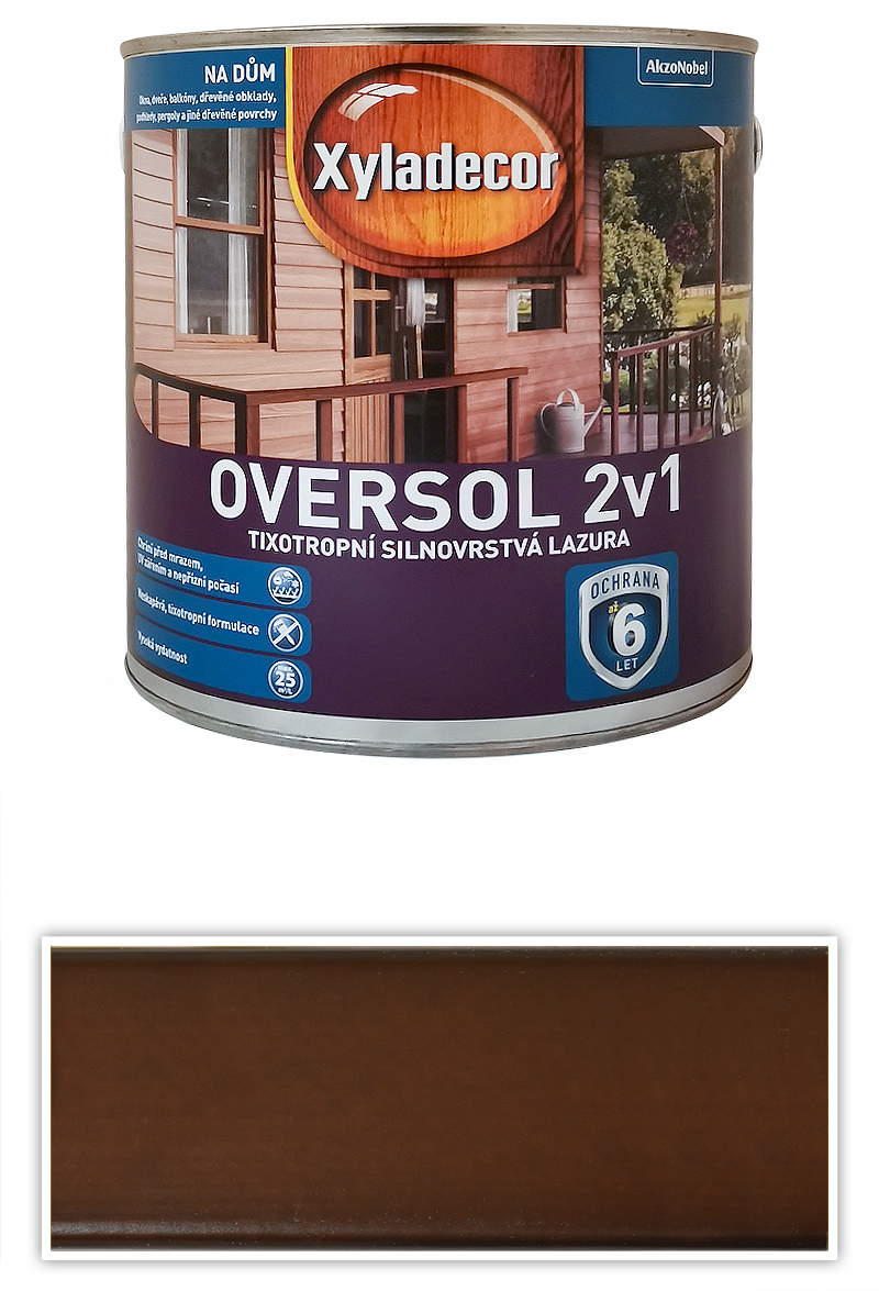 XYLADECOR Oversol 2v1 - tixotropní silnovrstvá lazura na dřevo 2.5 l Lískový ořech XYLADECOR