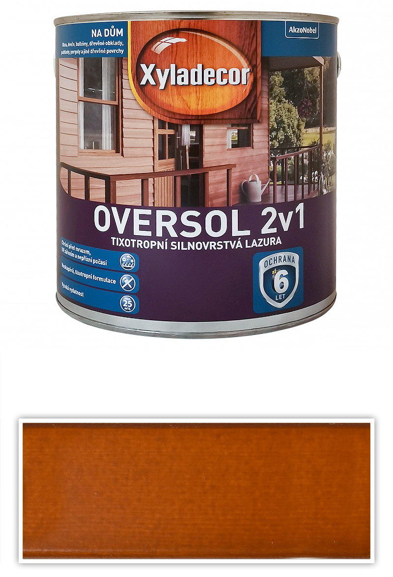 XYLADECOR Oversol 2v1 - tixotropní silnovrstvá lazura na dřevo 2.5 l Meranti XYLADECOR