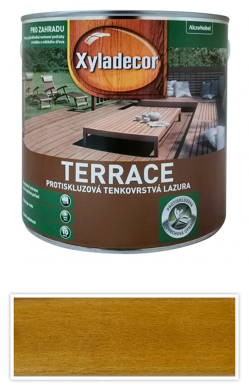 XYLADECOR Terrace - protiskluzová tenkovrstvá lazura na dřevěné terasy 2.5 l Bezbarvá XYLADECOR