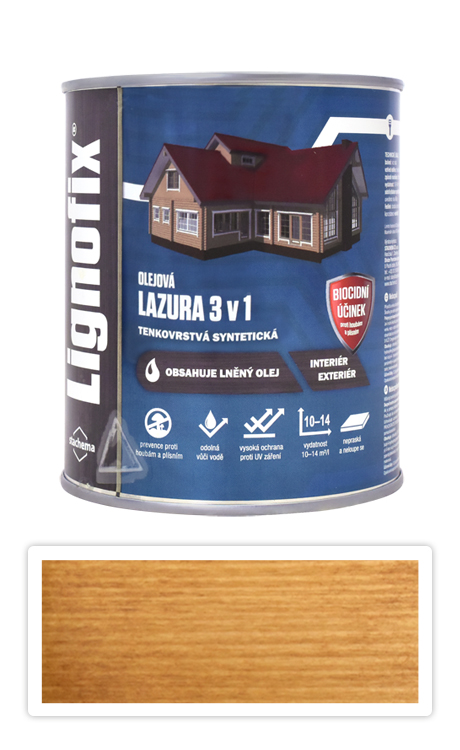 Lignofix LAZURA 3v1 - olejová lazura s biocidem 0.6 l Dub Stachema