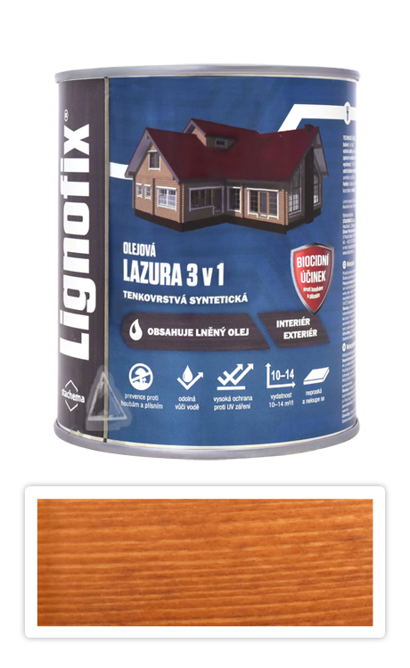 Lignofix LAZURA 3v1 - olejová lazura s biocidem 0.6 l Mahagon Stachema