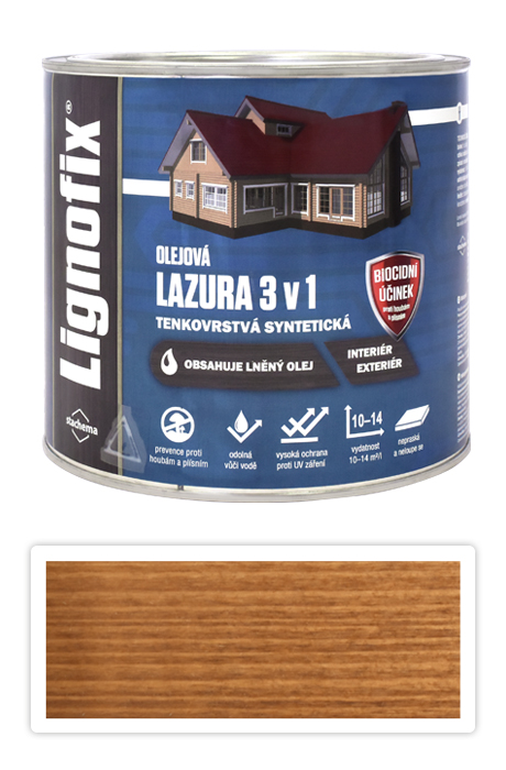 Lignofix LAZURA 3v1 - olejová lazura s biocidem 2.2 l Zlatý dub Stachema