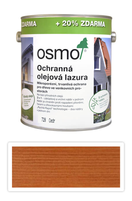 OSMO Ochranná olejová lazura na dřevo Cedr 3l 728 OSMO