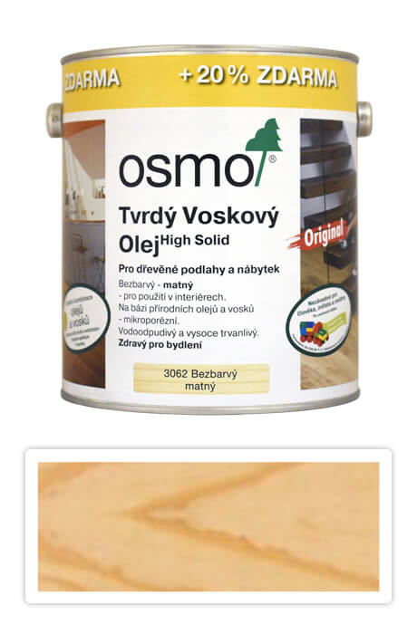 OSMO 3062 Tvrdý voskový olej Original 3l bezbarvý matný OSMO