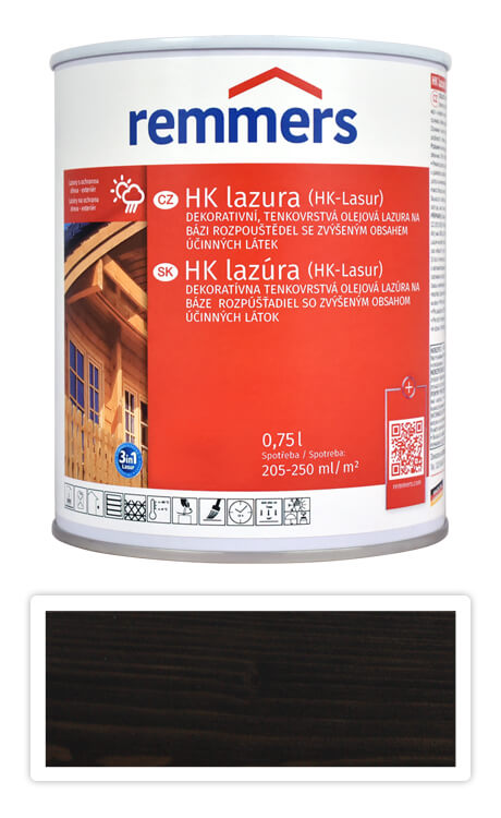 REMMERS HK lazura - ochranná lazura na dřevo pro exteriér 0.75 l Eben Remmers