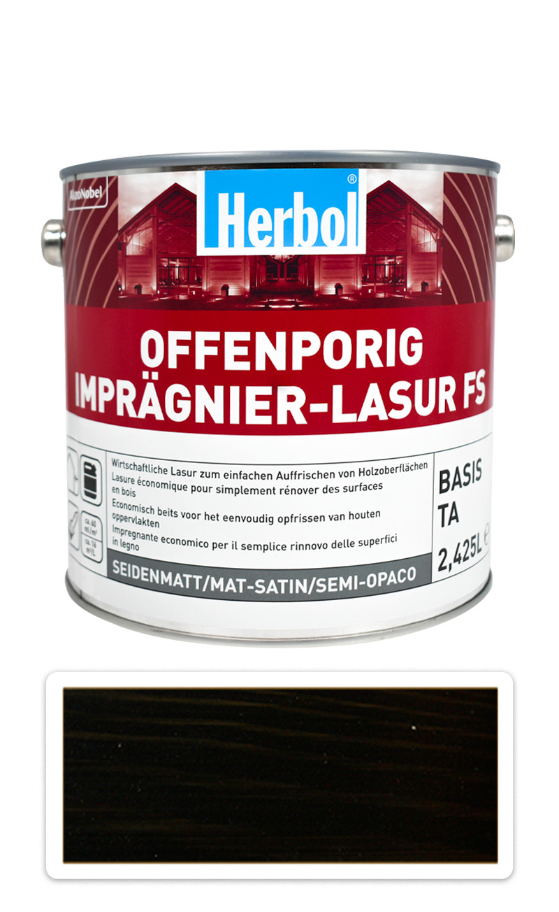 HERBOL Offenporig Impragnier-Lasur FS - impregnační lazura na dřevo 2.5 l Eben HERBOL