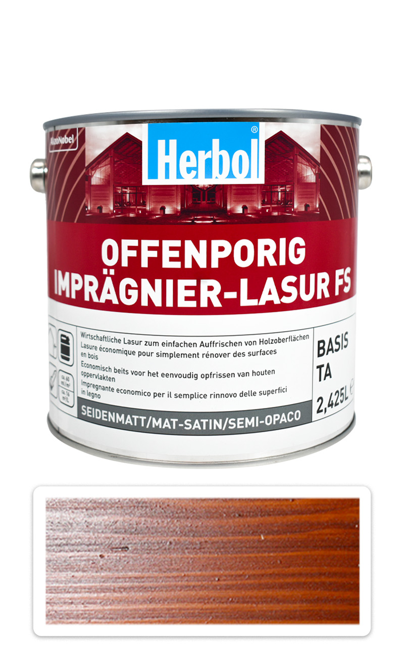 HERBOL Offenporig Impragnier-Lasur FS - impregnační lazura na dřevo 2.5 l Teak HERBOL