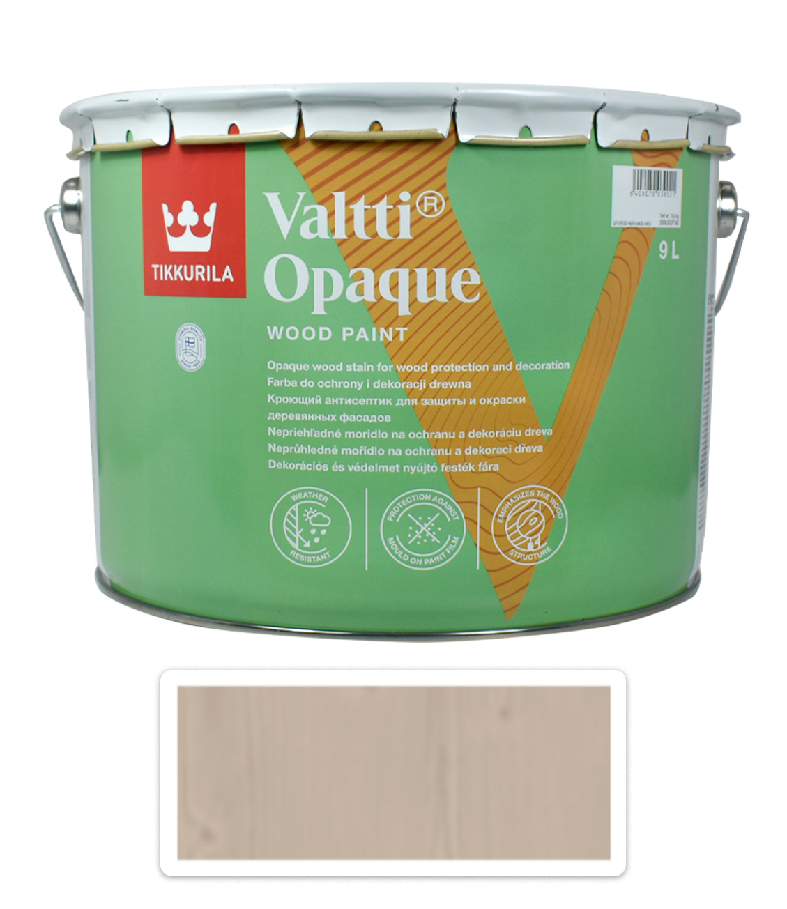 TIKKURILA Valtti Opaque - polomatná krycí barva na dřevo 9 l Q643 TIKKURILA